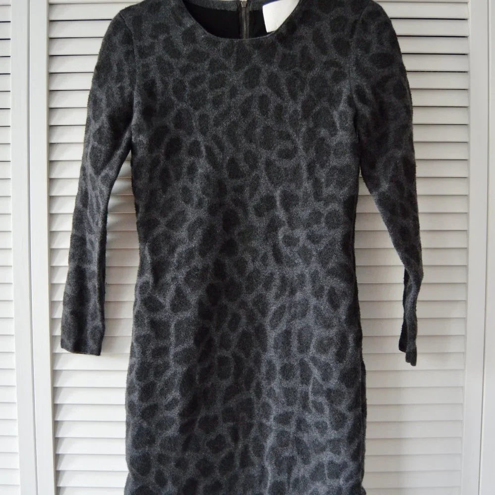 3.1 Phillip Lim Wool Leopard Print Mini Dress | Size Medium - Picture 2 of 6